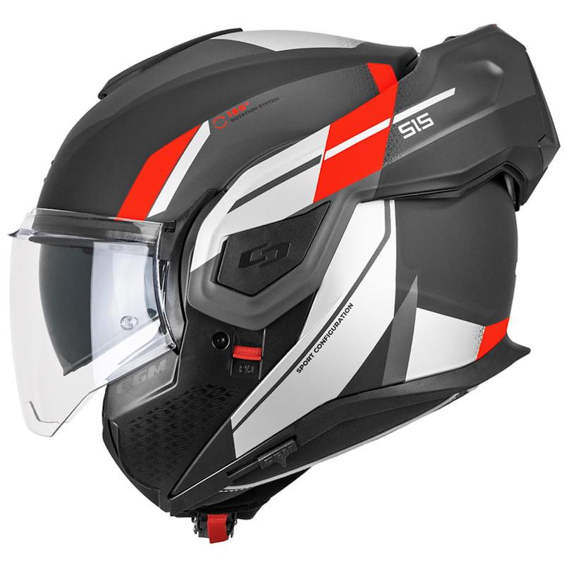PREKLOPNA ČELADA CGM 515S VERSO RACE - ČRNA RDEČA